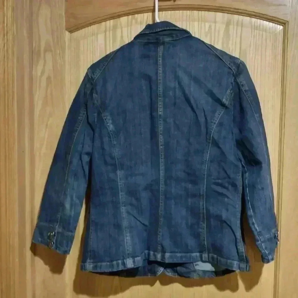 Vertigo Paris M? women's denim jean fitted jacket pockets 3 button - Picture 2 of 7